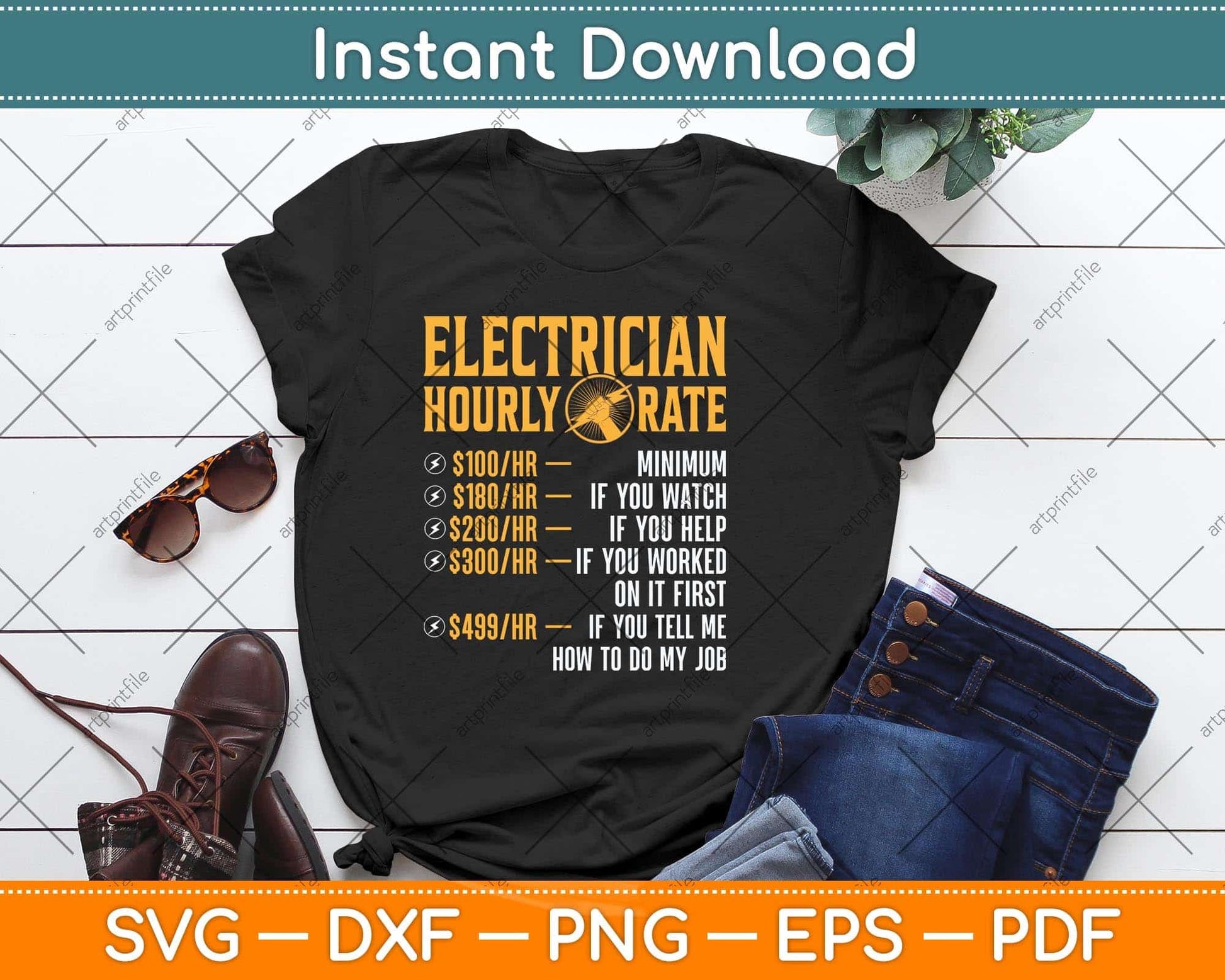 Electrician Hourly Rate Electrician Funny Svg Png Dxf Digital Cutting File