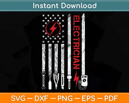 Electrician Patriotic American Flag Electrician Svg Png Dxf Digital Cutting File