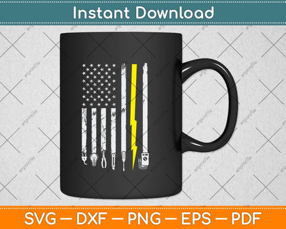 Electrician US Flag Tools for Electricians Svg Png Dxf Digital Cutting File
