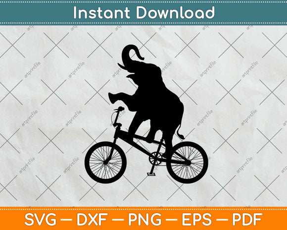 Elephant Funny Cycling Svg Design Cricut Printable Cutting Files