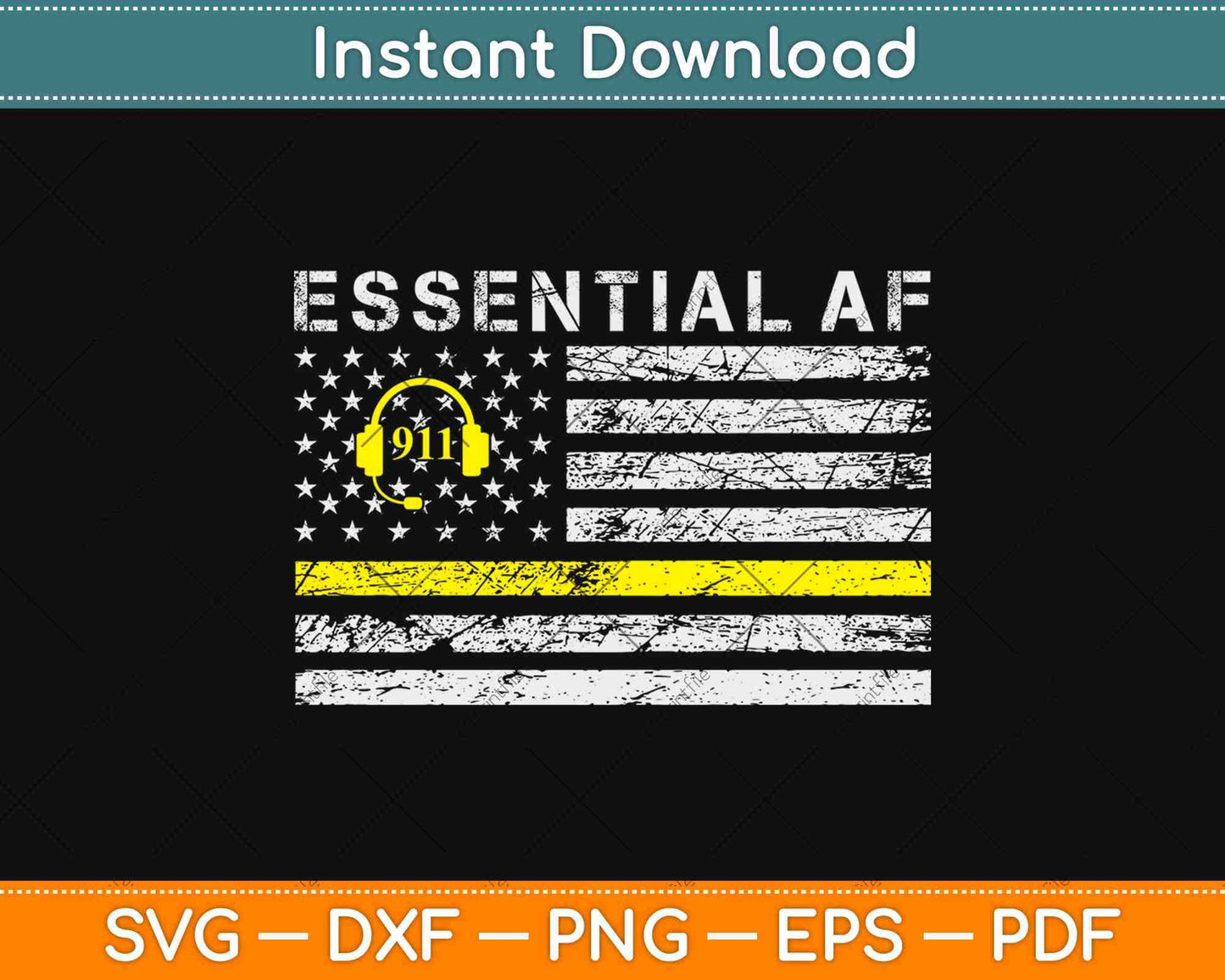 Essential 911 Police Dispatcher American Flag Thin Yellow Line Svg Design