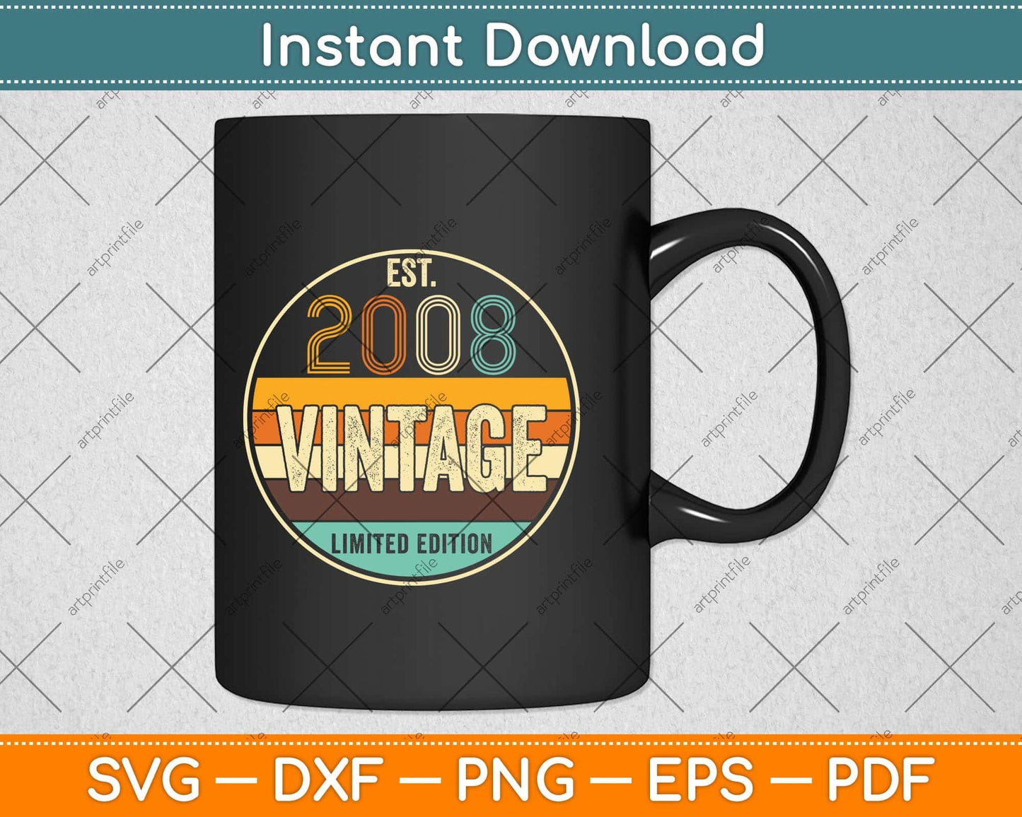 Est Vintage 2008 14 Year Old Gifts 14th Birthday Boys Girls Svg Png Dxf Cutting File