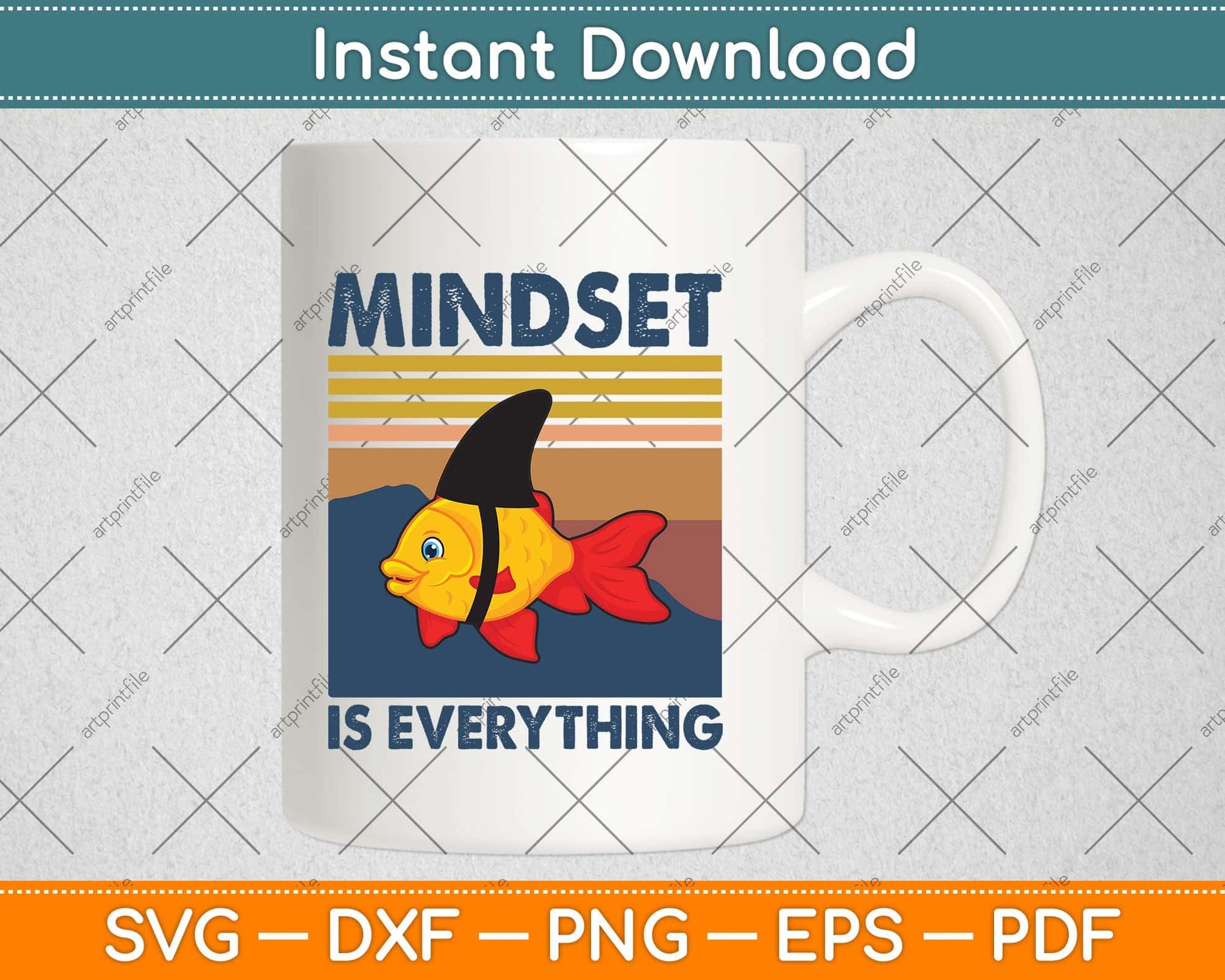 Everything Is Mindset Shark Fin Goldfish Vintage Svg Png Dxf Digital Cutting File