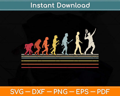 Evolution Funny Tennis Retro Style Svg Png Dxf Digital Cutting File