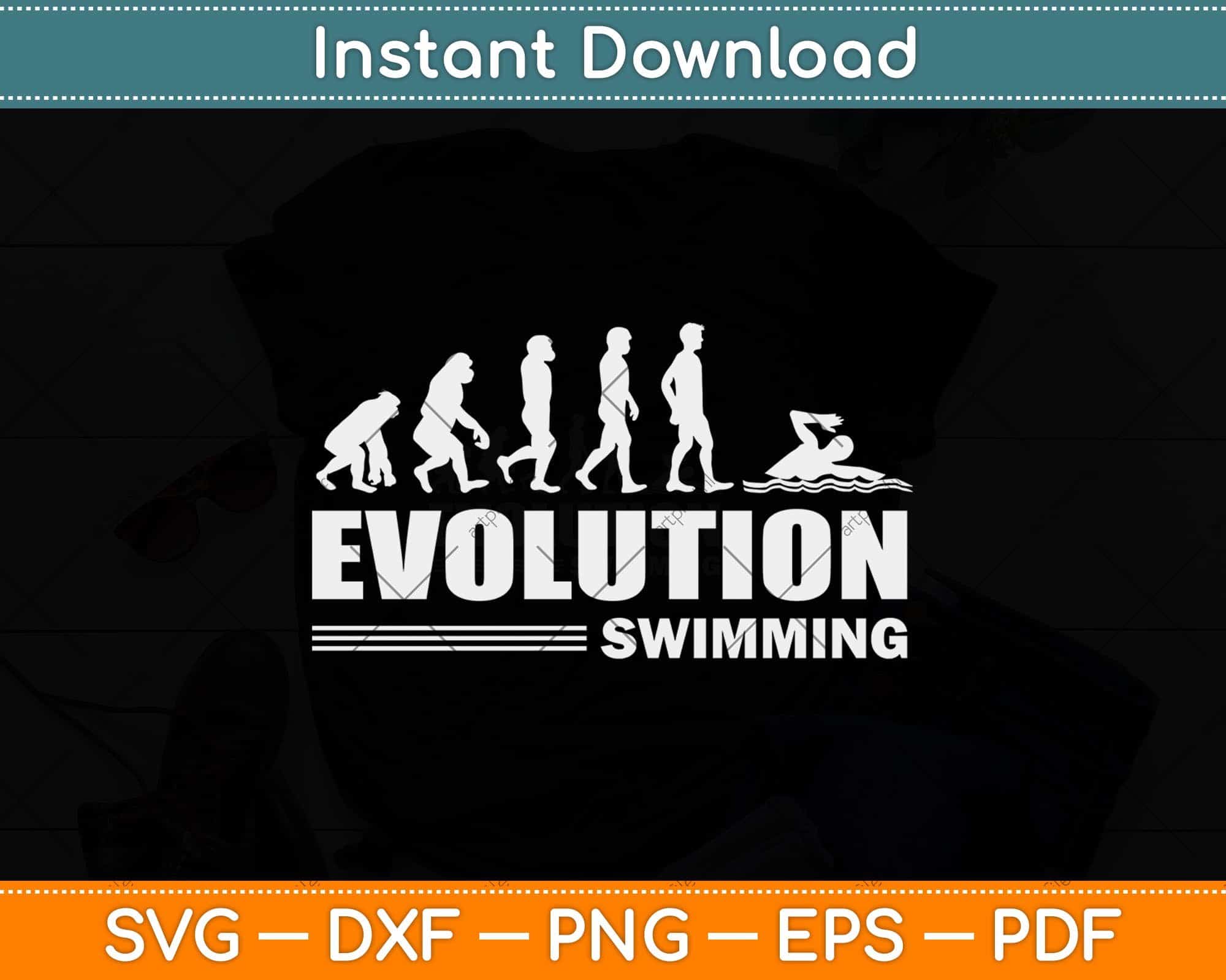 Evolution Swimming Svg Design Cricut Printable Cutting Files
