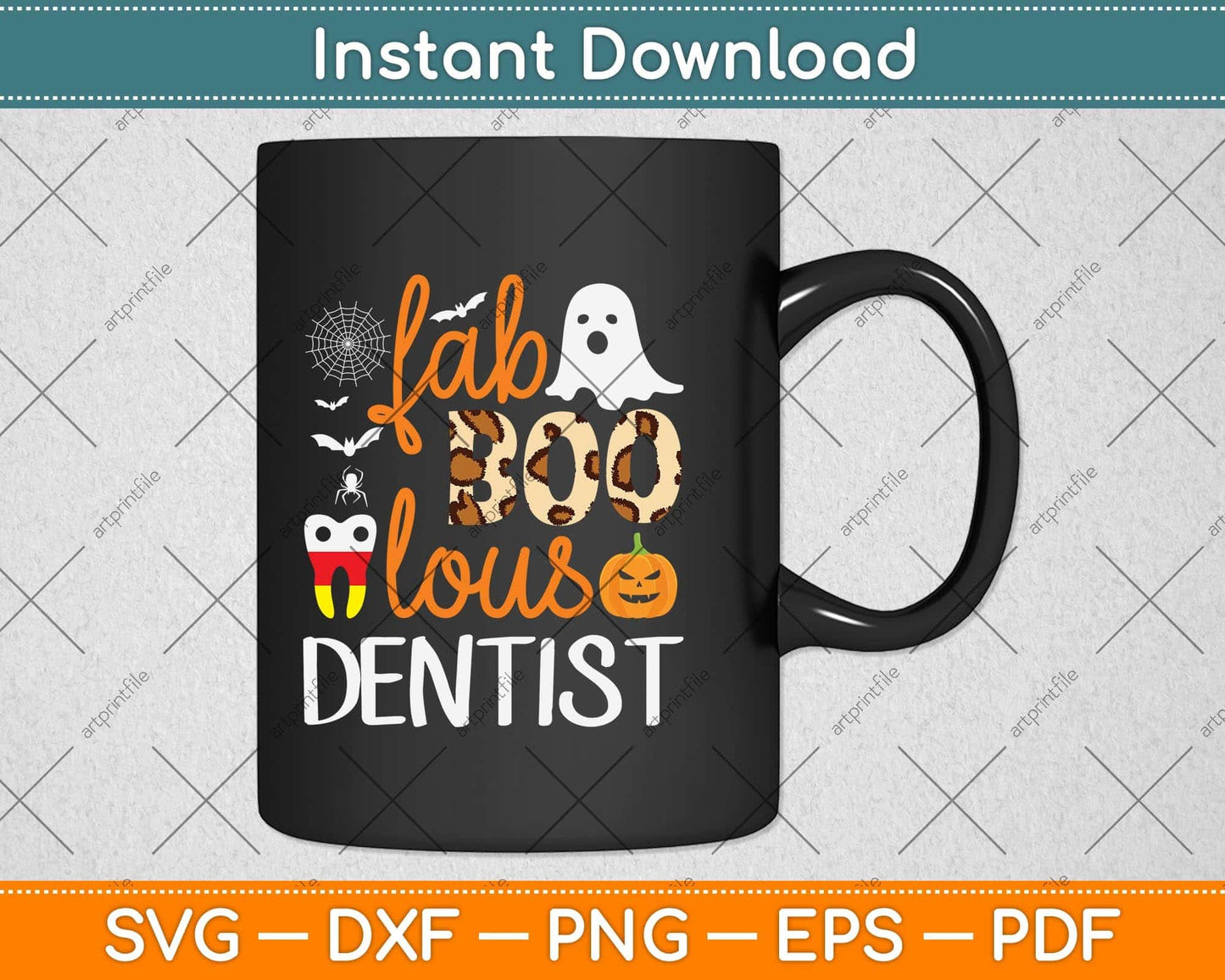 Faboolous Dentist Leopard Boo Dental Hygienist Halloween Svg Png Dxf Cutting File