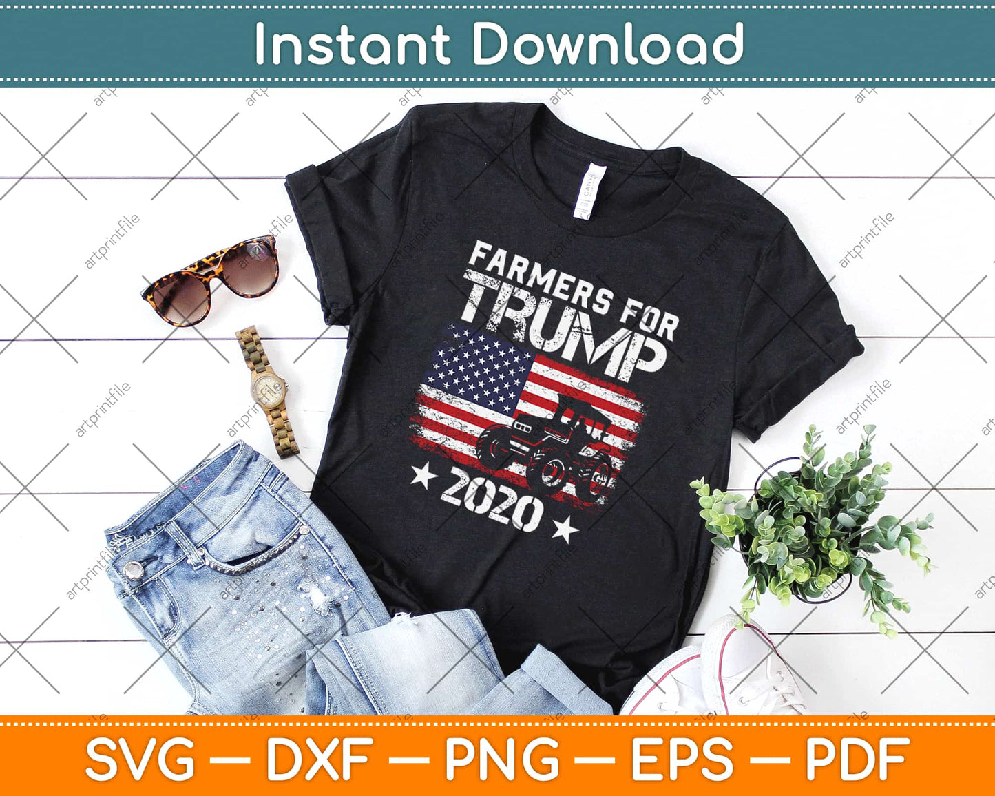 Farmers for Trump 2020 Farmers USA Flag lover Svg Design Cricut Cutting Files