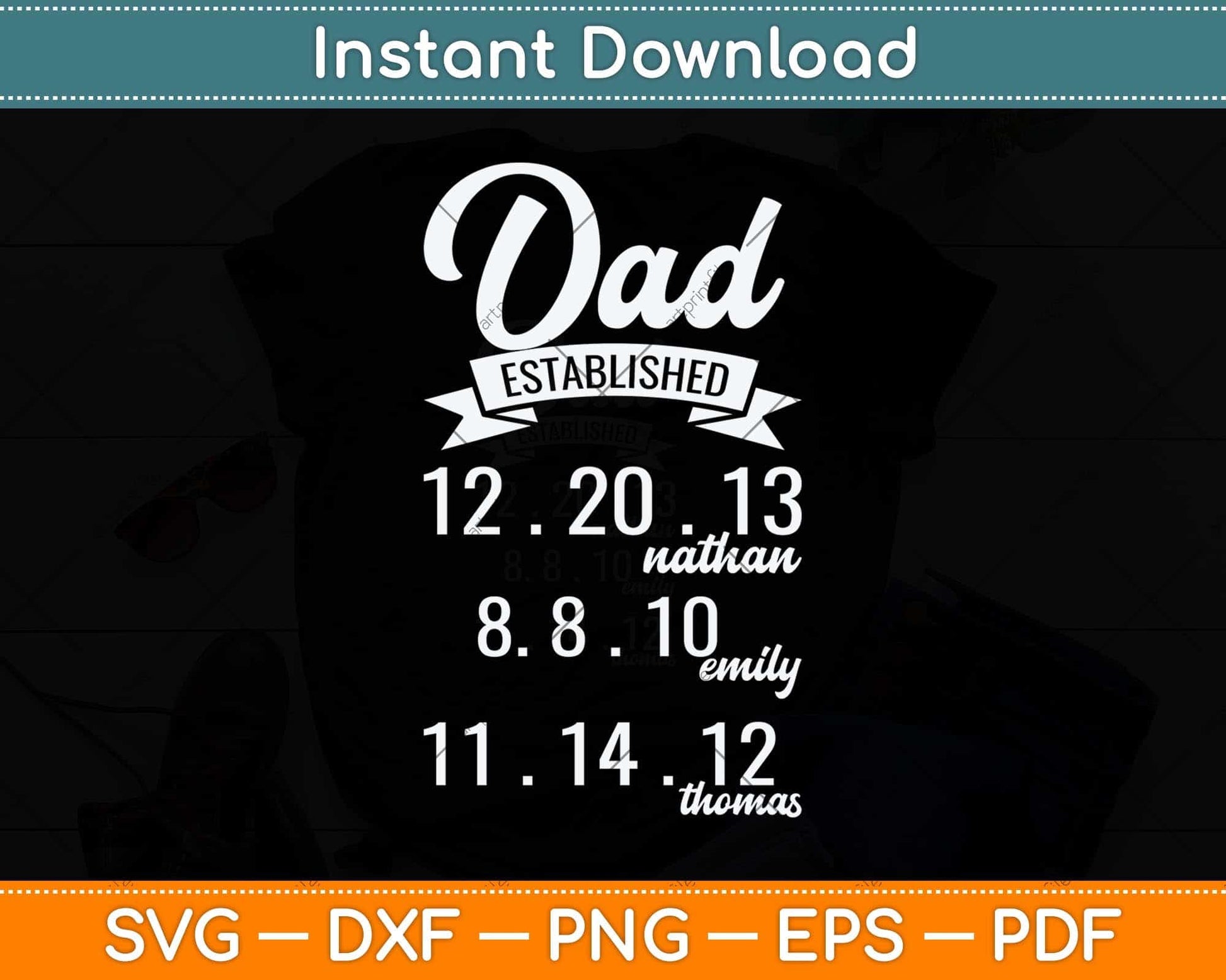 Father's Day Gift for Dad & Grandpa from Daughter & Son Svg Png Dxf Cutting File