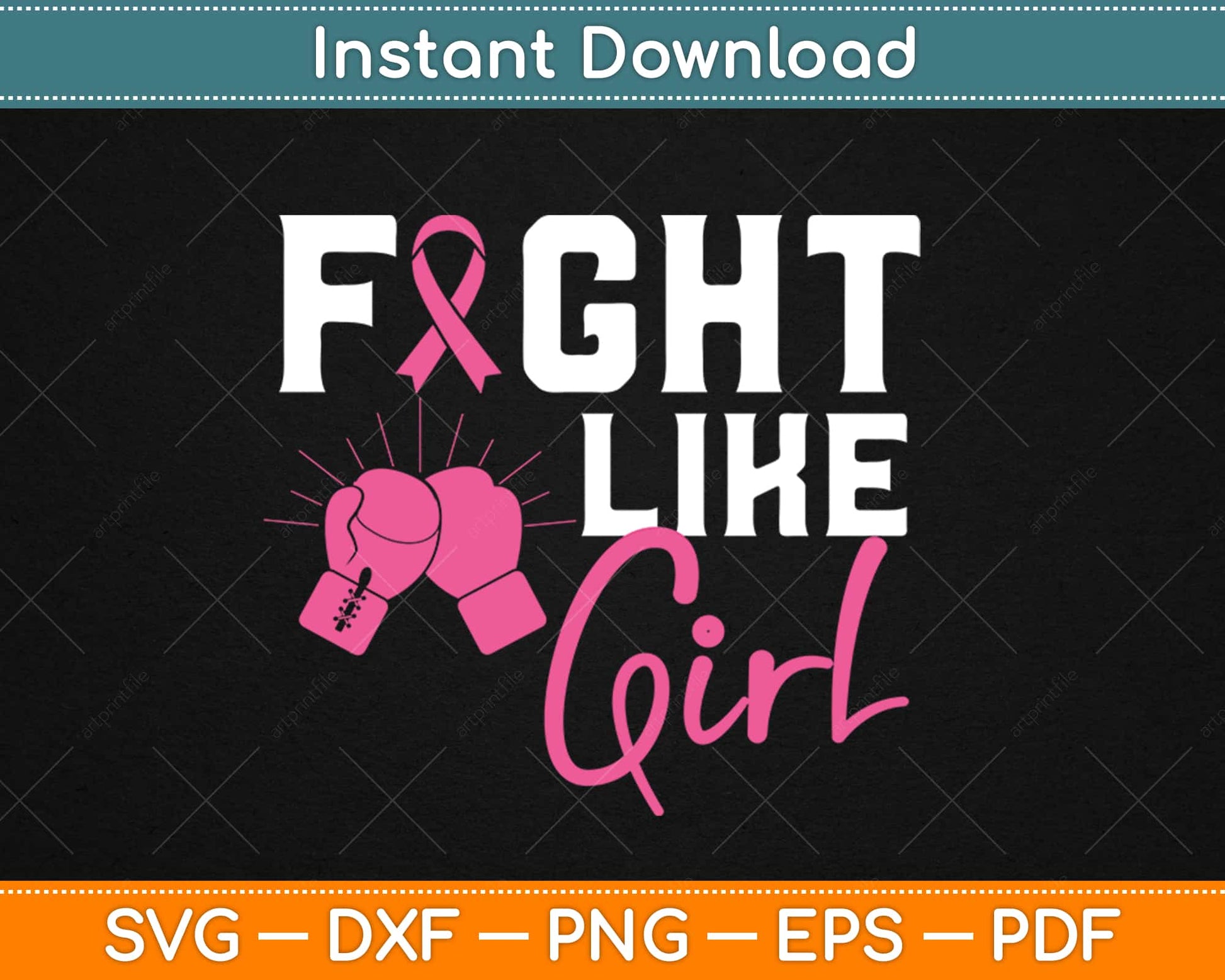 Fight Like a Girl Breast Cancer Boxing Gloves Svg Png Dxf Cricut Printable Cutting File