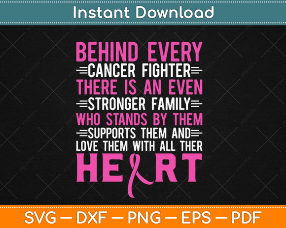 Fighter and strong family Breast cancer awareness Svg Design Cricut Cutting Files