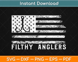 Filthy Anglers Fishing American Flag Svg Png Design Craft Cut File