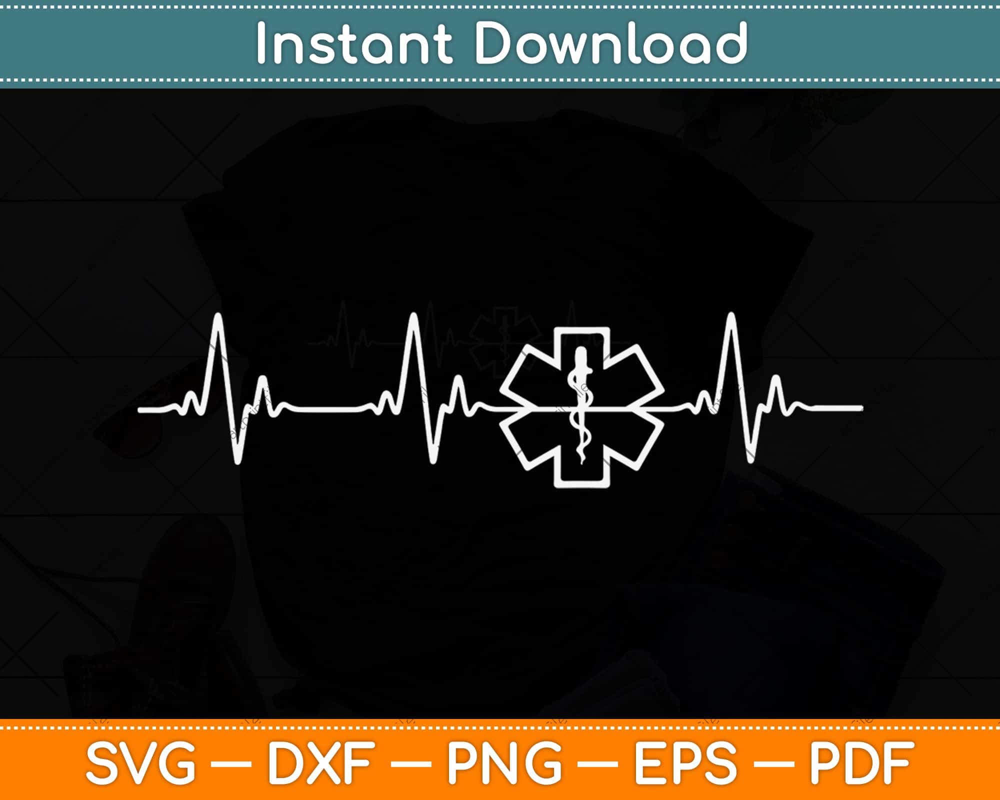Emt File First Responder Heartbeat EKG Pulse Medical EMT Paramedic Svg File ...