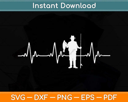 Fishing Heartbeat Svg Png Dxf Digital Cutting File