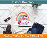 Flamingo Bird Riding Unicorn Magical Rainbow Svg Png Dxf Digital Cutting File