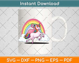 Flamingo Bird Riding Unicorn Magical Rainbow Svg Png Dxf Digital Cutting File