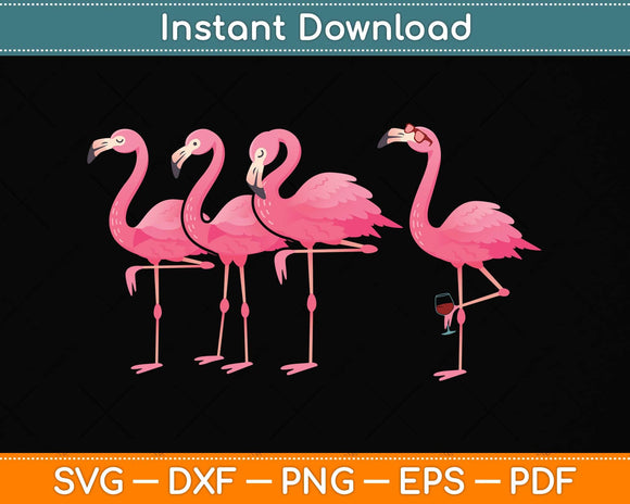 Flamingo Wine Tasting Wine Lover Svg Png Dxf Digital Cutting File