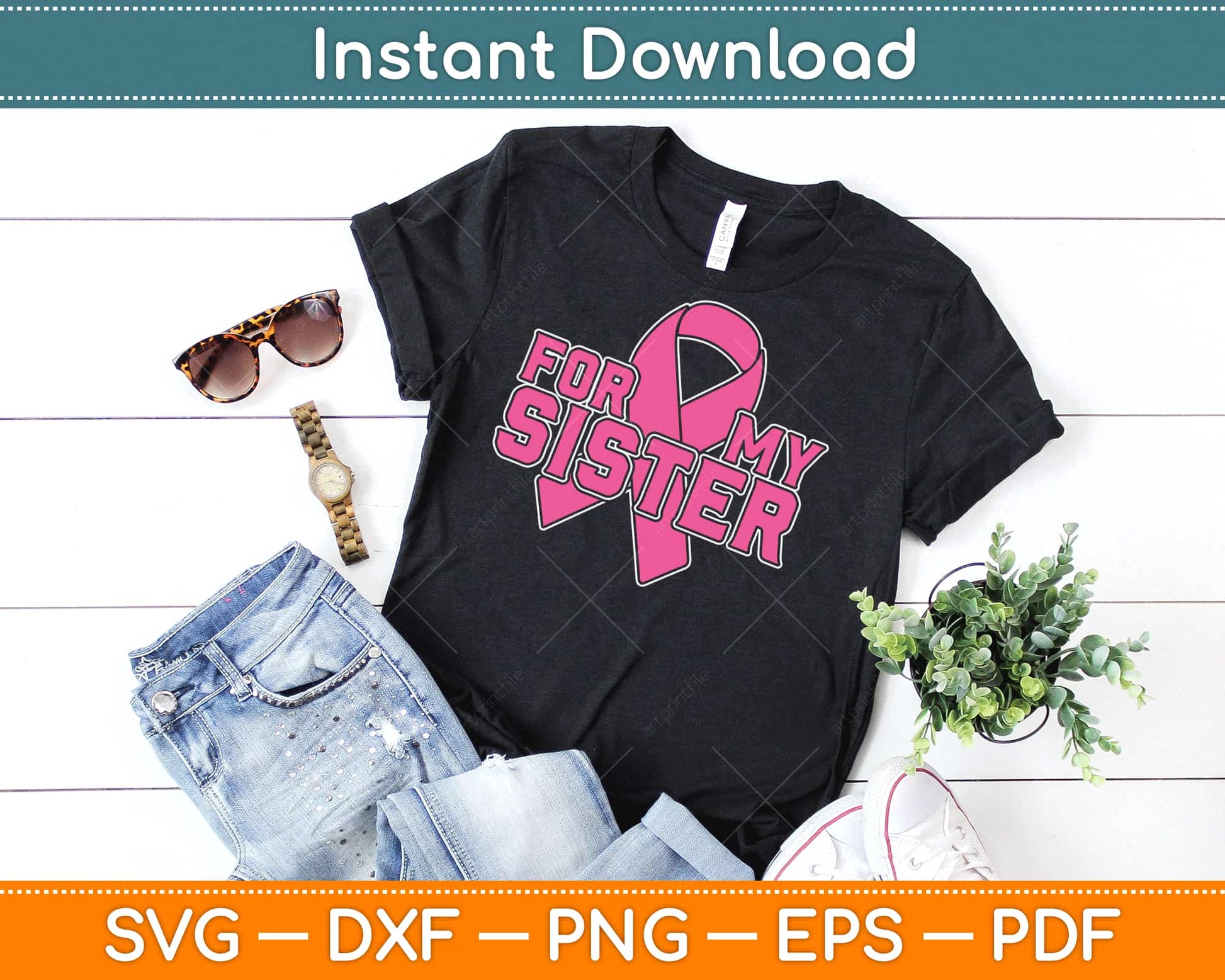 For My Sister Breast Cancer Awareness Svg Design Cricut Printable Cutting Files