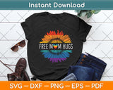 Free Mom Hugs Gay Pride LGBT Daisy Rainbow Flower Svg Png Dxf Digital Cutting File