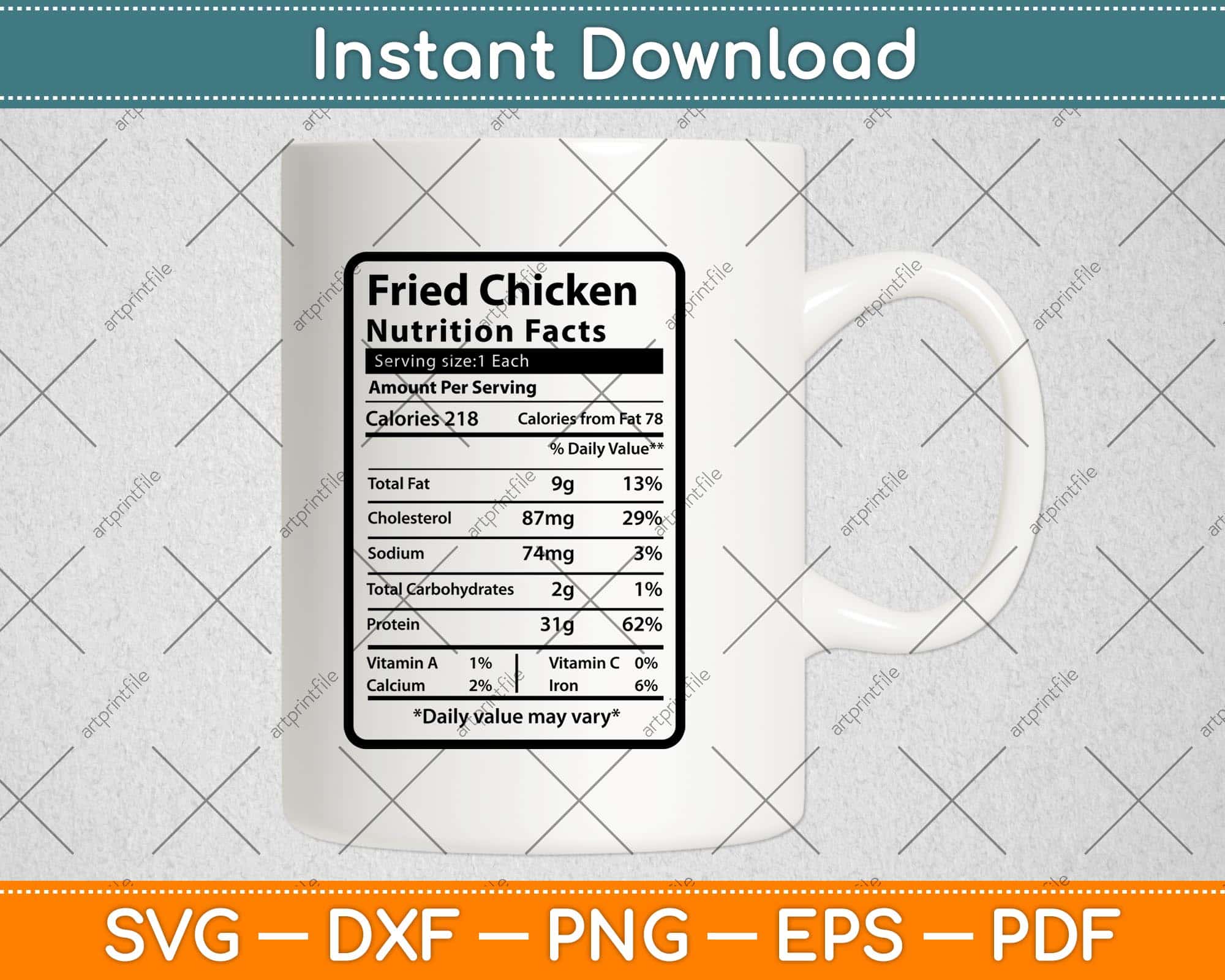 Fried Chicken Nutrition Facts Thanksgiving Christmas Svg Png