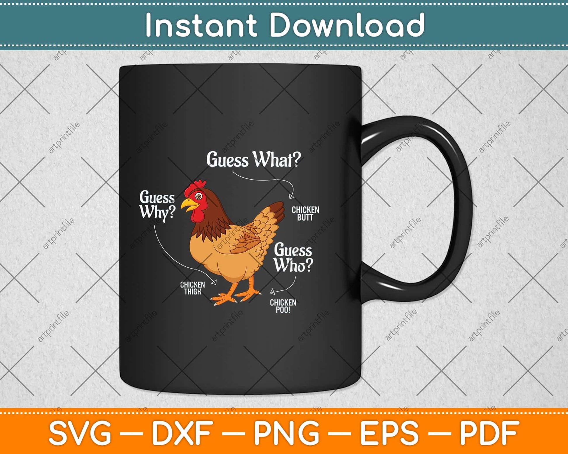 Funny Animal Farm Gift Guess What Chicken Butt White Svg Png Dxf Digital Cutting File