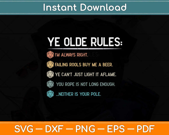 Funny DM Gifts Ye Olde Rules Dungeon RPG Game Master Svg Png Dxf File