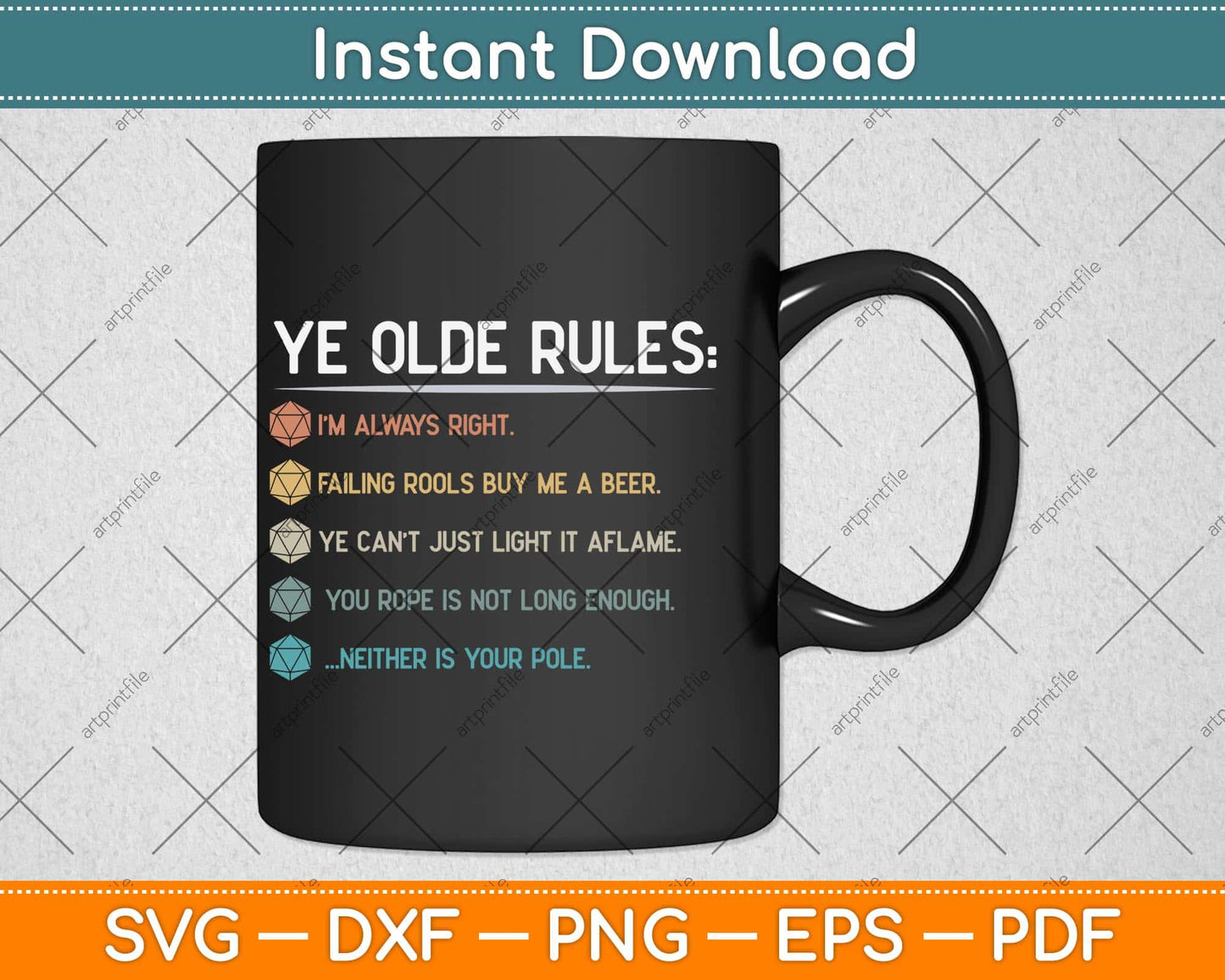 Funny DM Gifts Ye Olde Rules Dungeon RPG Game Master Svg Png Dxf File