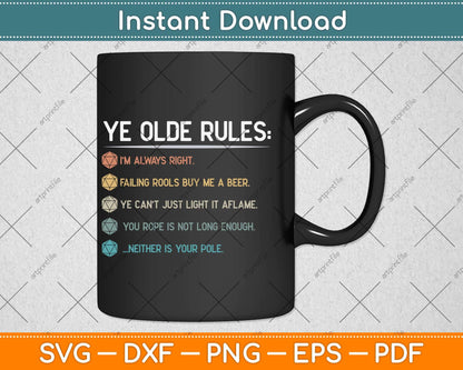 Funny DM Gifts Ye Olde Rules Dungeon RPG Game Master Svg Png Dxf File
