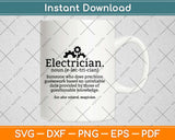 Funny Electrician Definition Gift Graduation Graduate Svg Design Cricut Cutting Files