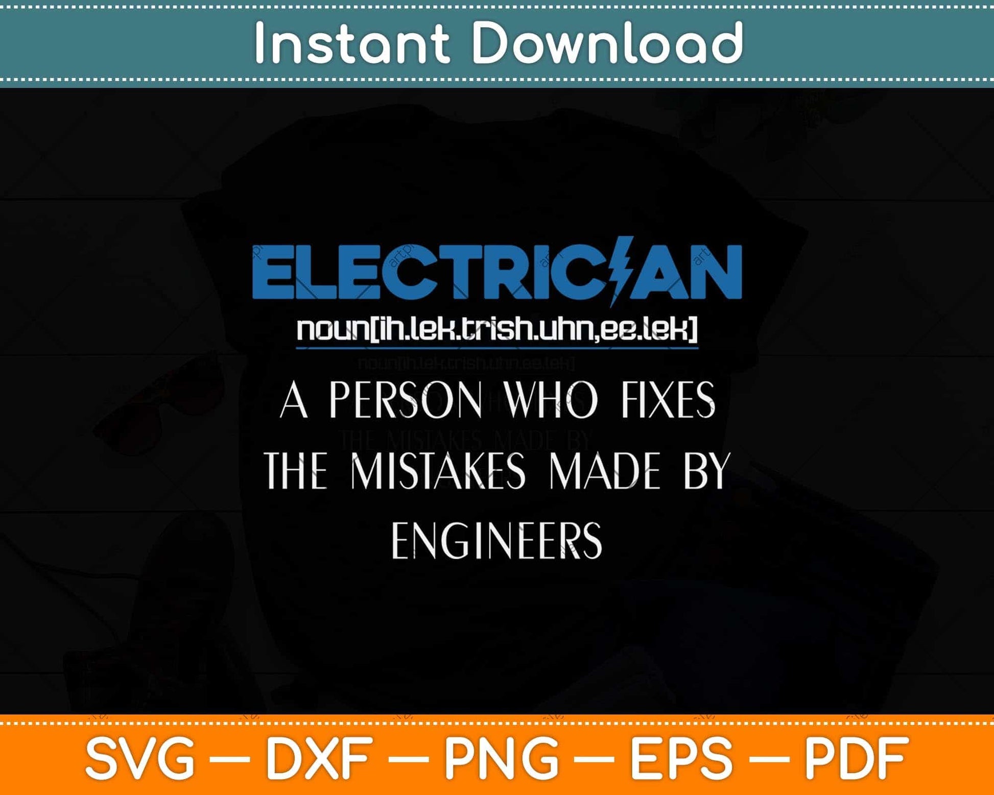Funny Electrician Definition Svg Png Dxf Digital Cutting File