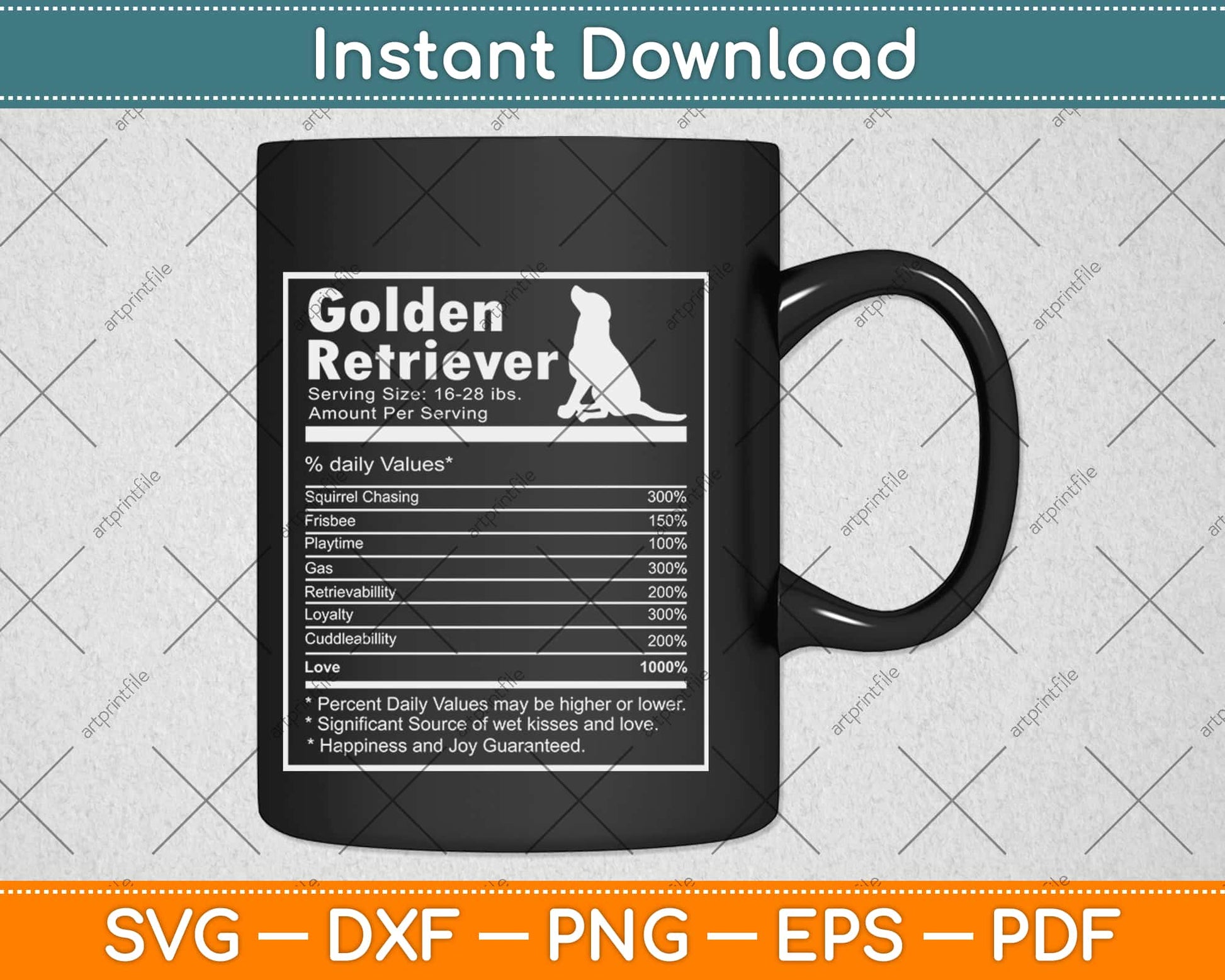 Funny Golden Retriever Facts Nutrition Gift Retrieve Mom Dog Svg Png Dxf Cutting File