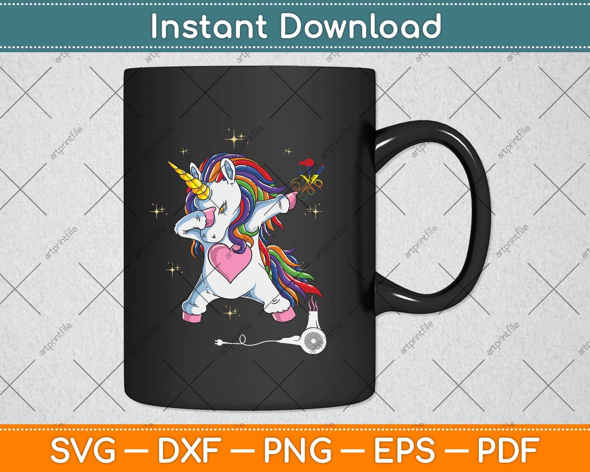 Funny HairStylist Dabbing Unicorn Svg Png Dxf Digital Cutting File