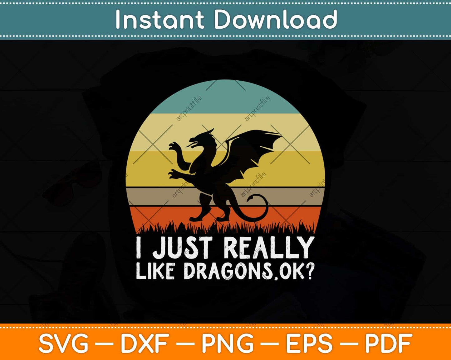 Funny I Just Really Like Dragons OK Svg Png Dxf Digital Cutting File