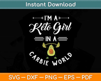 Funny I'm a Keto Girl In a Carbie World Keto Diet Gift Svg Design