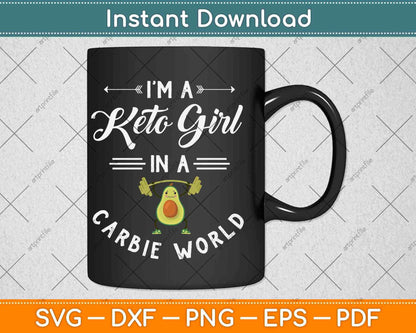 Funny I'm a Keto Girl In a Carbie World Keto Diet Gift Svg Design