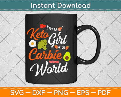 Funny I'm a Keto Girl In a Carbie World Keto Diet Svg Design