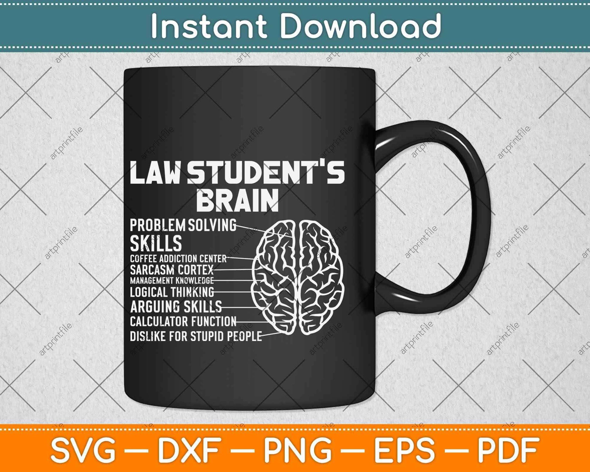 Funny Law Students Brain Lawyer gift Study Law Student Svg Png Dxf Cutting File