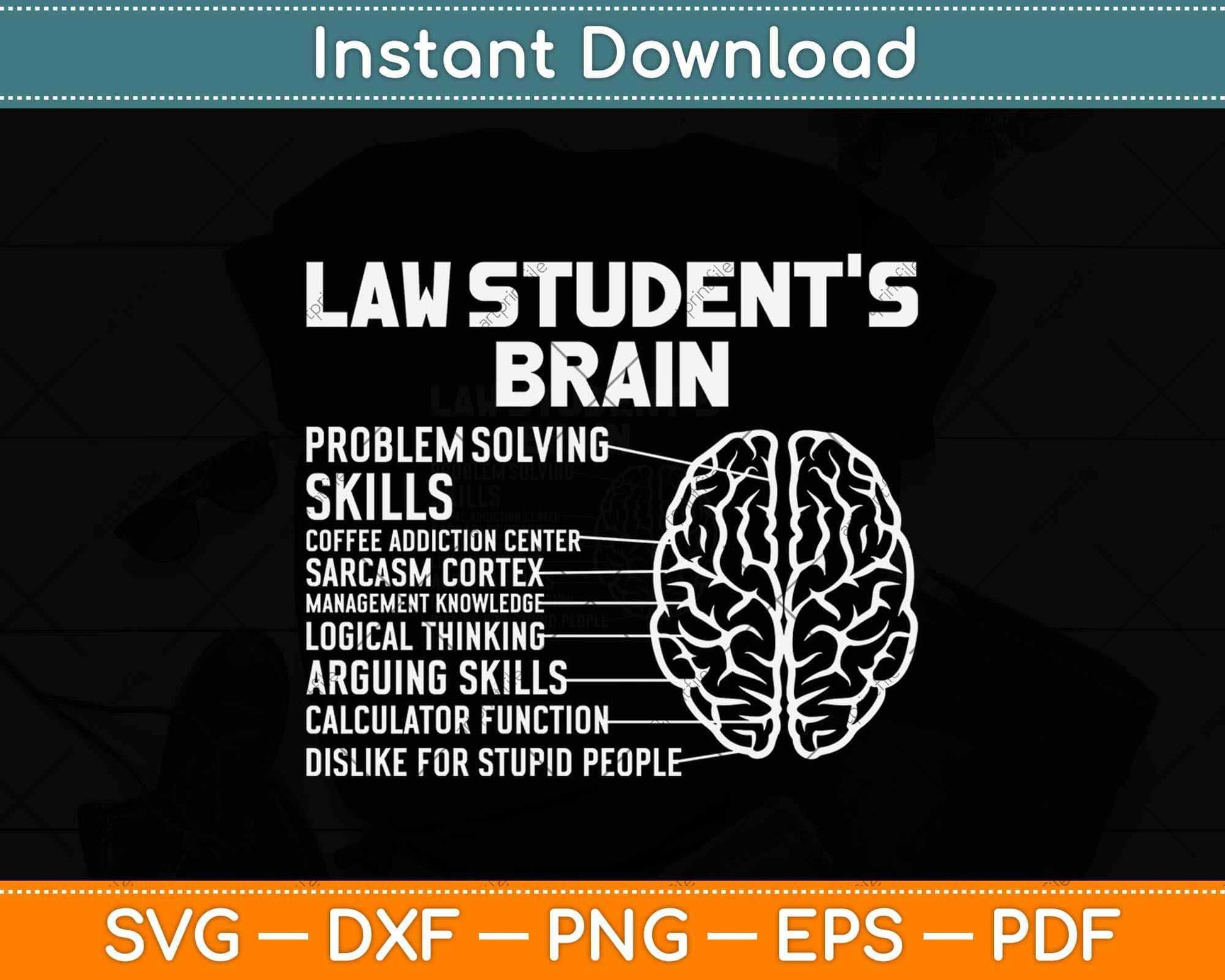 Funny Law Students Brain Lawyer gift Study Law Student Svg Png Dxf Cutting File