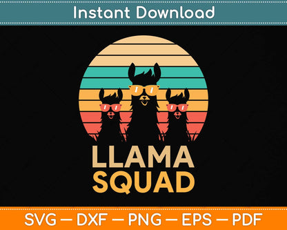 Funny Llama Squad Sunglasses Cool Llamas Svg Png Dxf Digital Cutting File