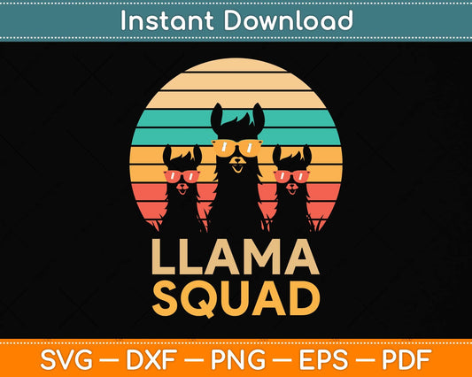 Funny Llama Squad Sunglasses Cool Llamas Svg Png Dxf Digital Cutting File