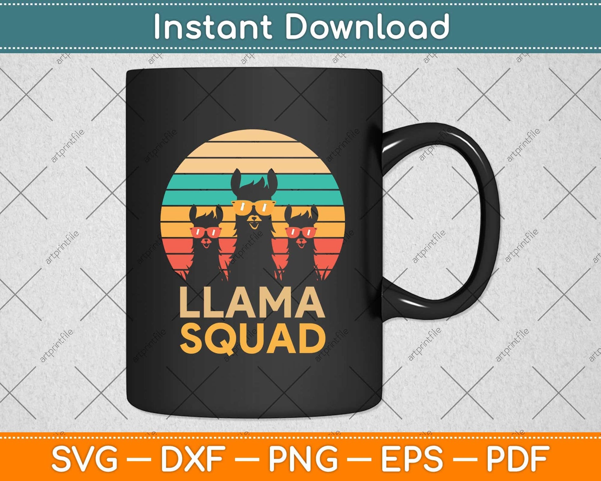 Funny Llama Squad Sunglasses Cool Llamas Svg Png Dxf Digital Cutting File