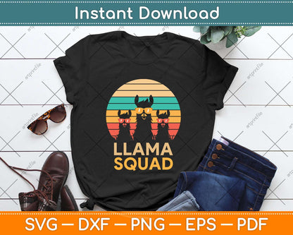 Funny Llama Squad Sunglasses Cool Llamas Svg Png Dxf Digital Cutting File