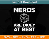 Funny Nerds Role Playing Game RPG D20 Dice Svg Png Dxf Digital Cutting File