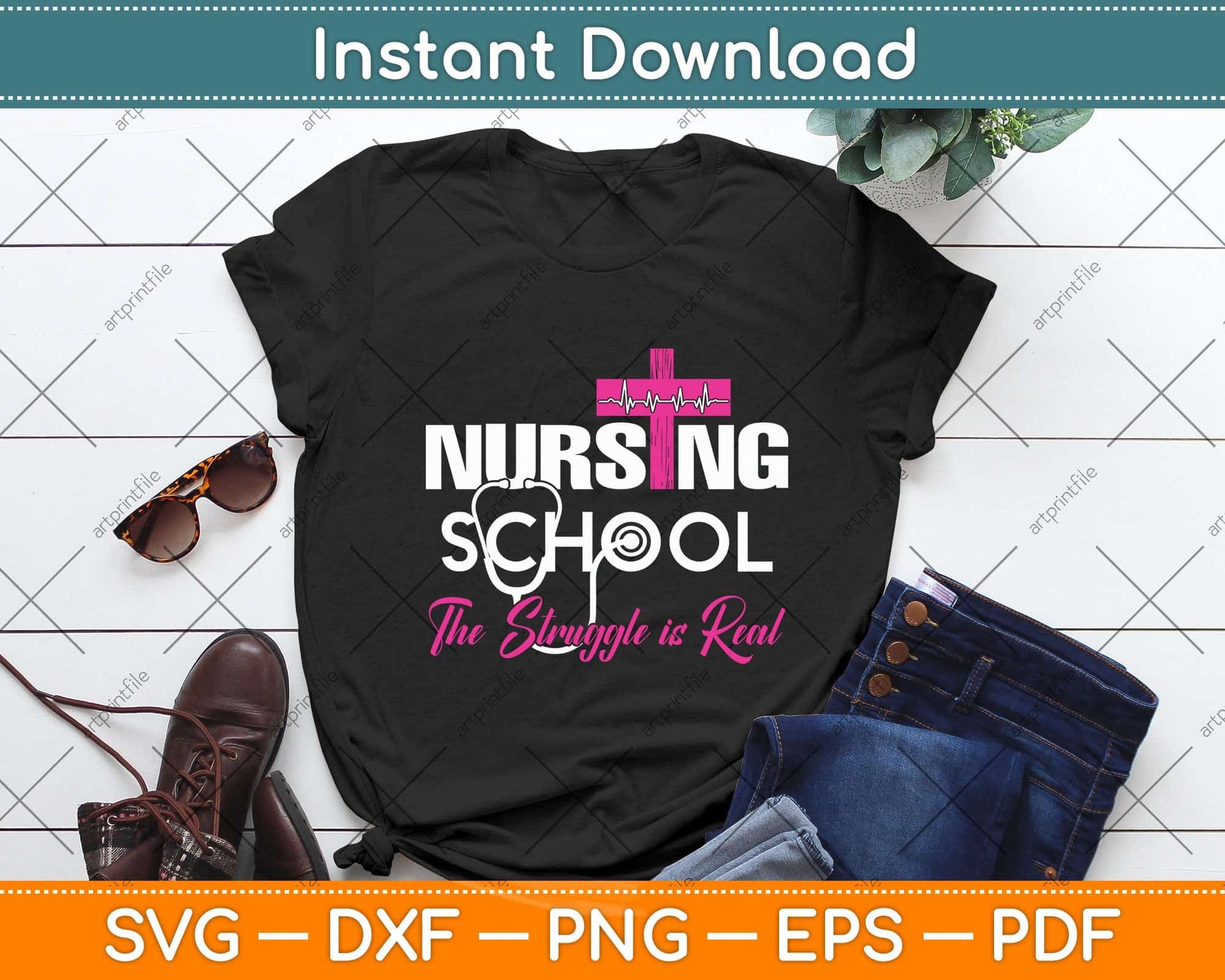 Funny Nursing School The Struggle Is Real Svg Png Dxf Digital Cutting File