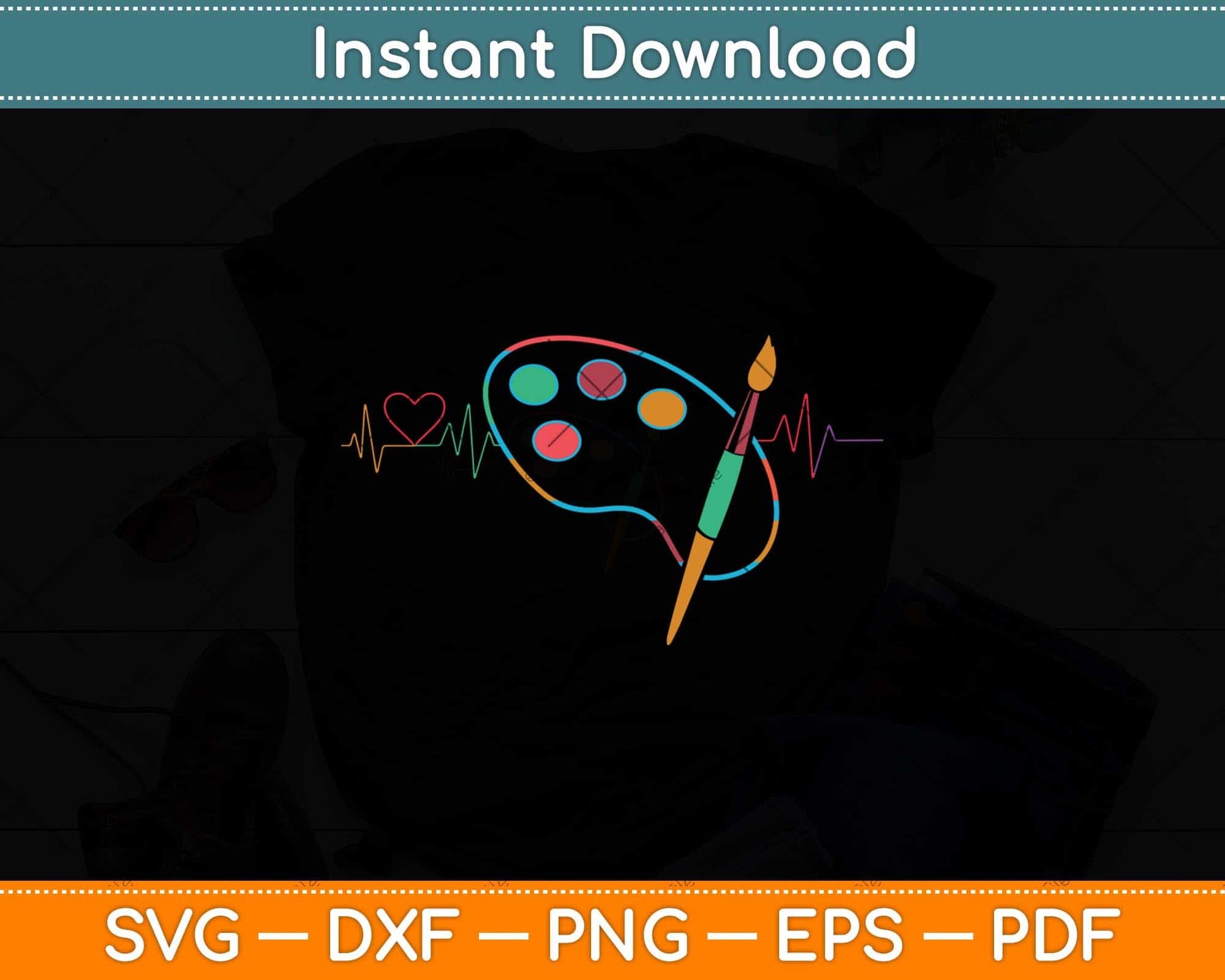 Funny Paint Palette Brush Artist Painter Svg Png Dxf Digital Cutting File