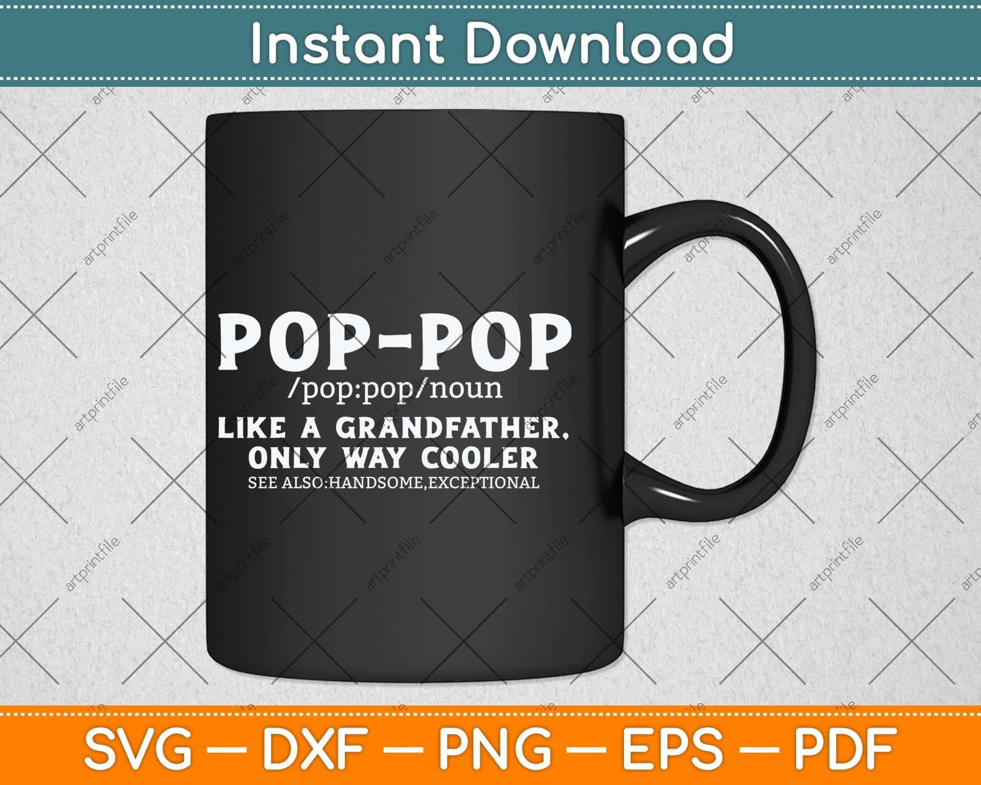 Funny Pop Pop Hero Grandpa Definition Father's Day Svg Png Dxf Digital Cutting File