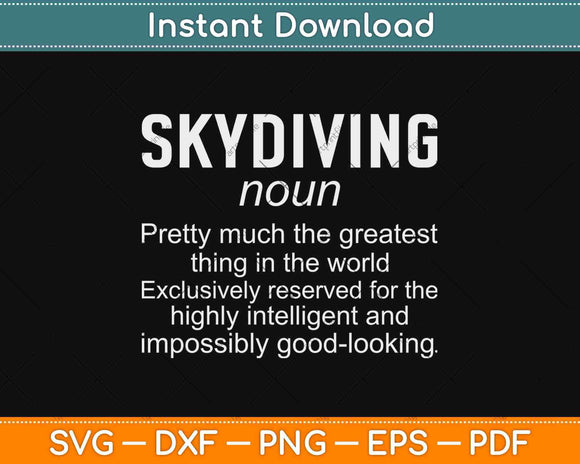 Funny Skydiving Definition Svg Design Cricut Printable Cutting Files