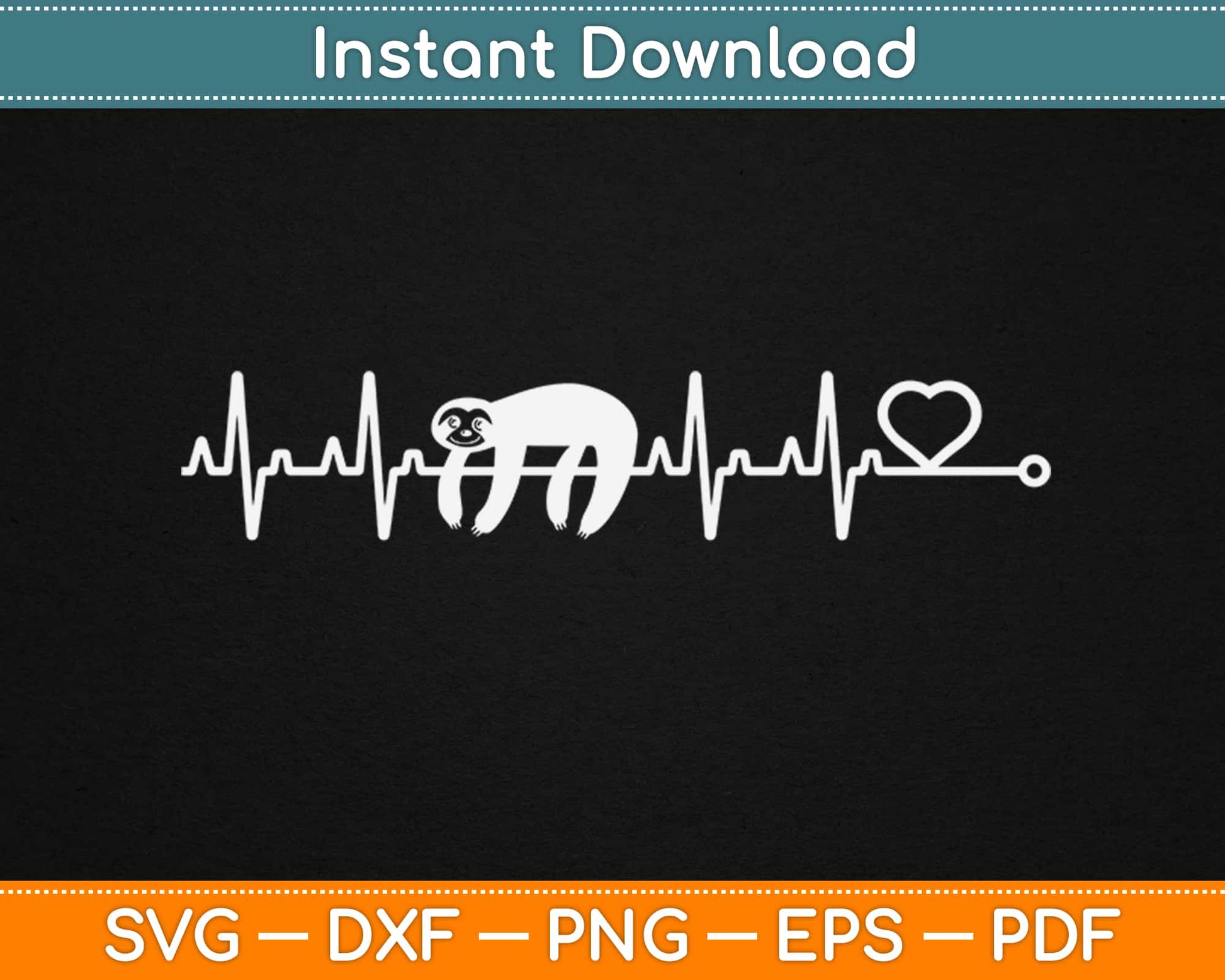 Funny Sloth Heartbeat Svg Design Cricut Printable Cutting Files