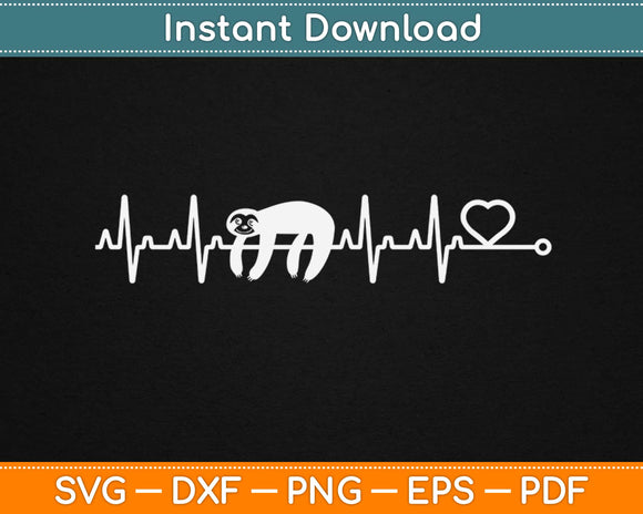 Funny Sloth Heartbeat Svg Design Cricut Printable Cutting Files