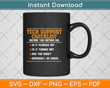 Funny Tech Support Checklist Sysadmin Svg Png Dxf Digital Cutting File