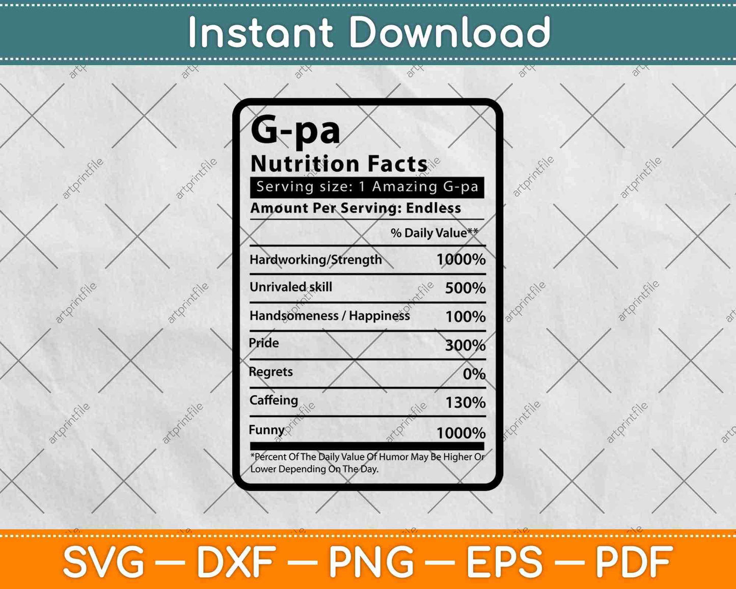 G-pa Nutrition Facts Svg Png Dxf Digital Cutting Files